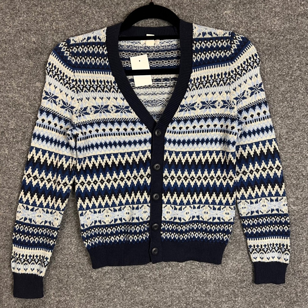 NEW Crewcuts Cardigan Sweater Boys Medium (8-9 ) Fair Isle Button Down